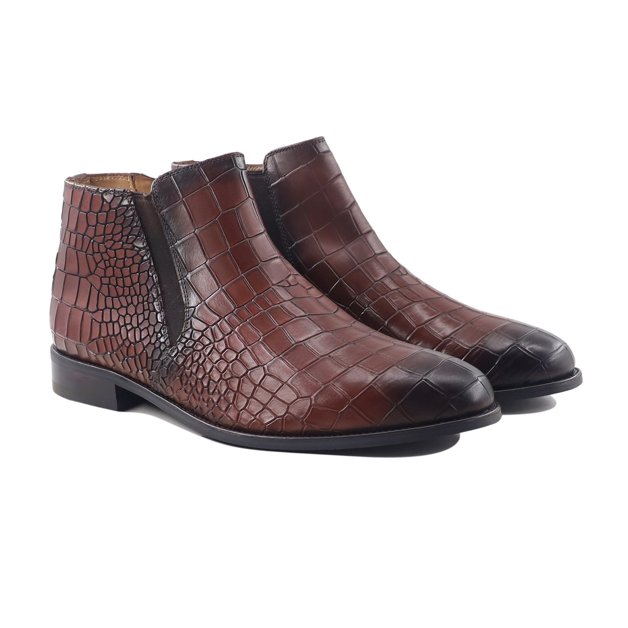 Howen - Men's Burnished Brown Calf Leather Chelsea Boot