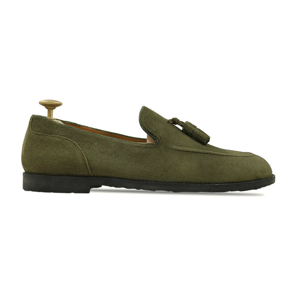 Palmer - Men's Olive Green Kid Suede Loafer