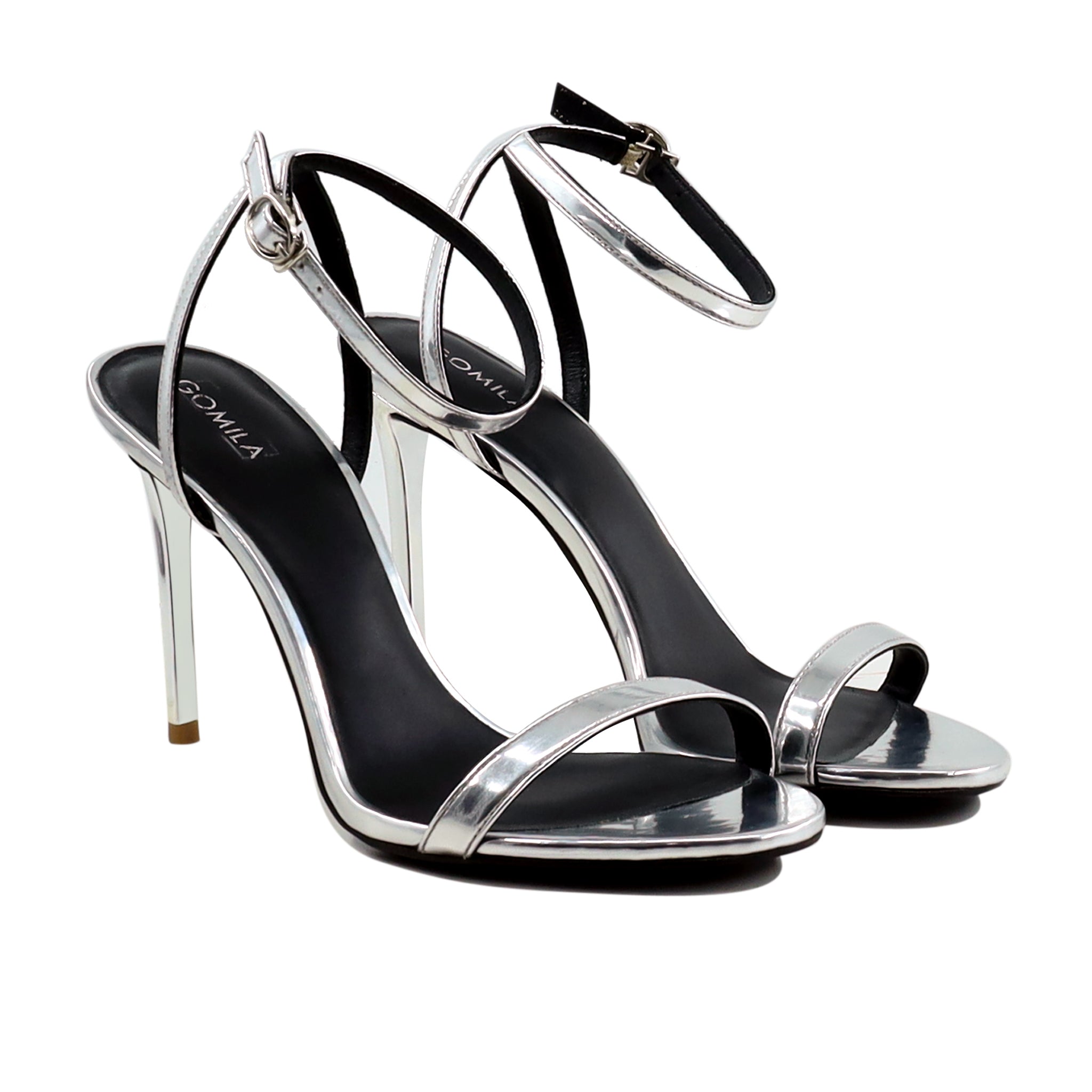 Emilia - Women's Silver Grey Strapped Heels