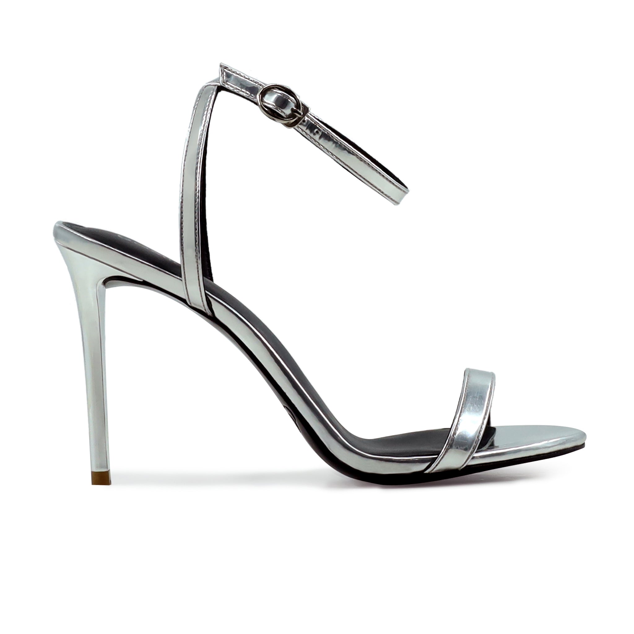 Emilia - Women's Silver Grey Strapped Heels