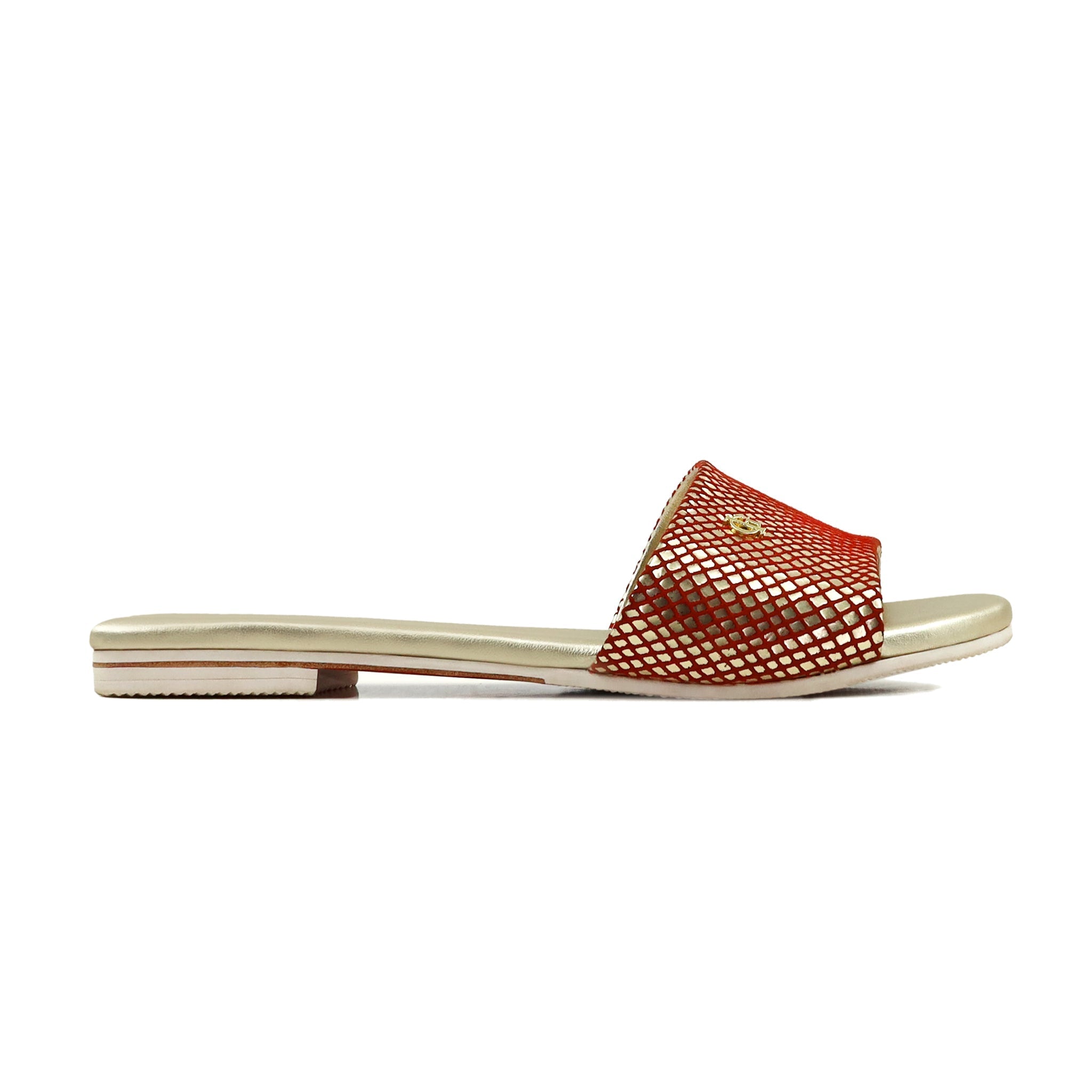 Abbie  - Women's Gold and Red Slipper