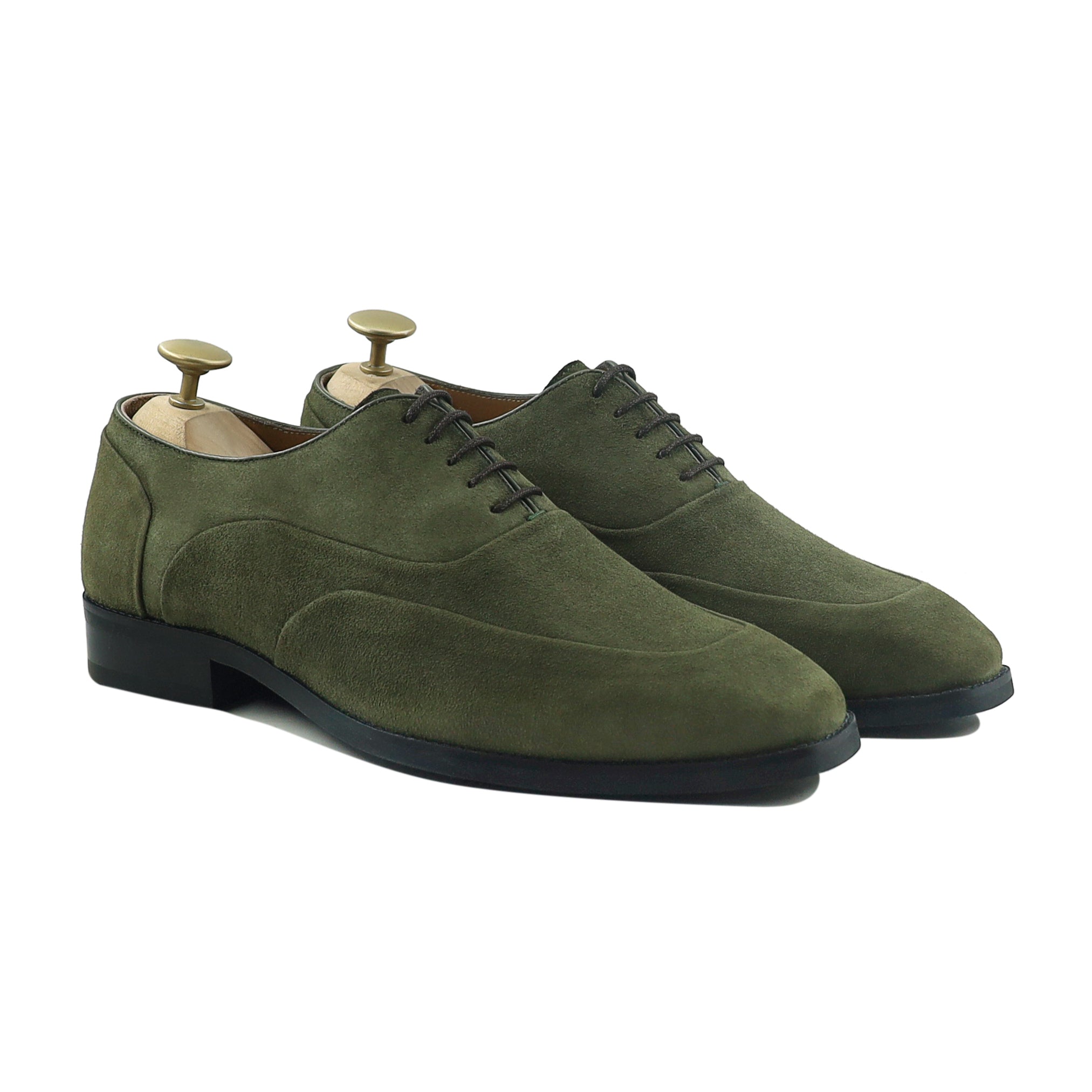 Bokken - Men's Olive Green Kid Suede Oxford Shoe