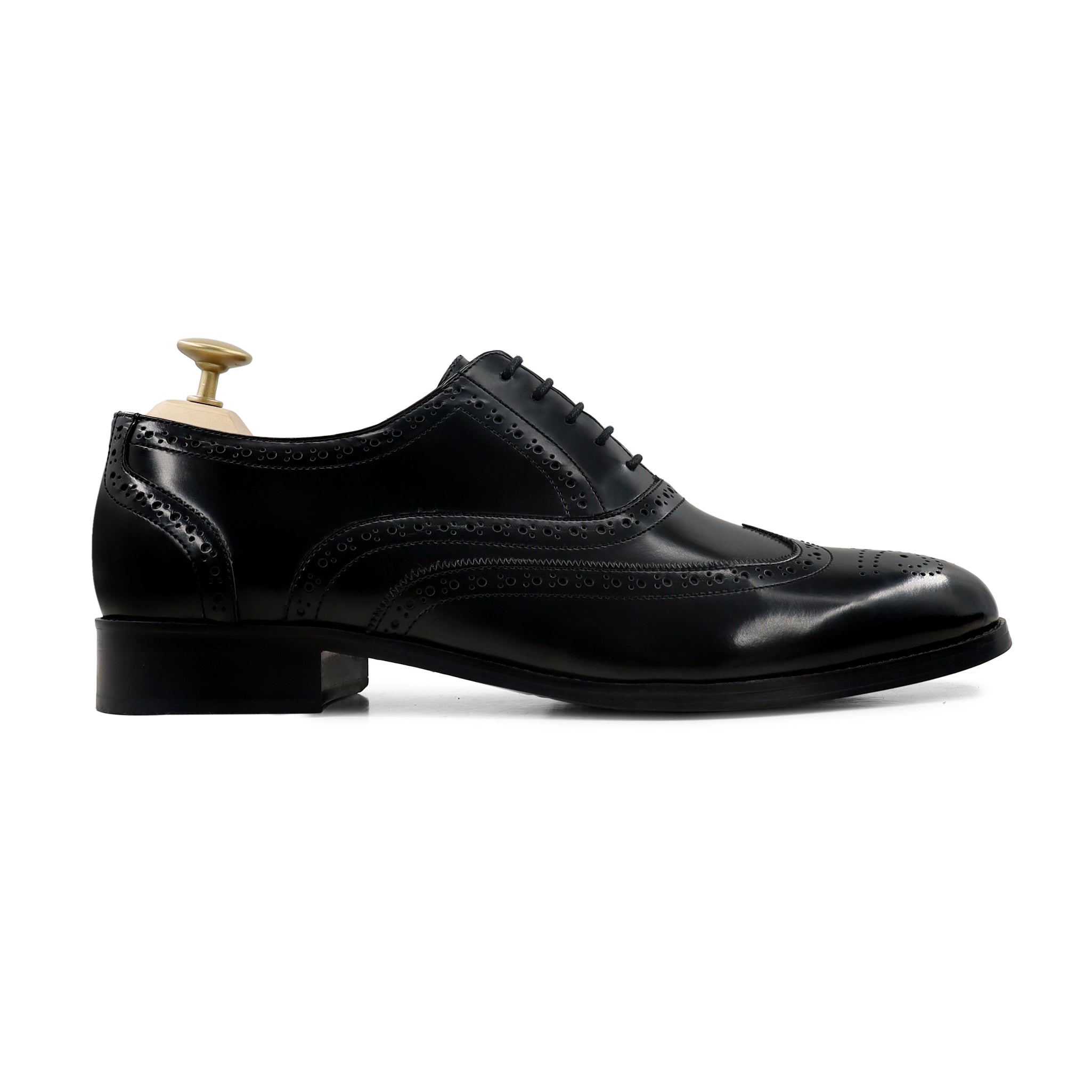 Fukiya - Men's Black Box Leather High Shine Oxford Shoe