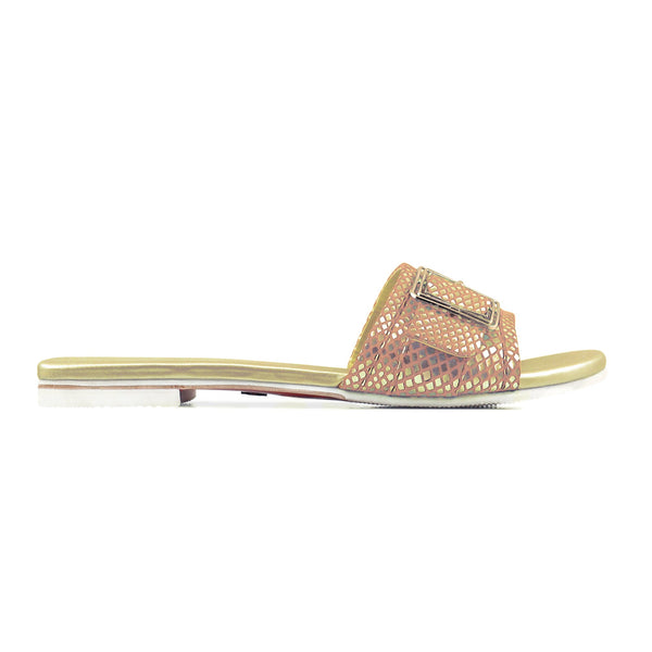 Gabriella - Women's Baby Pink and Golden Slipper