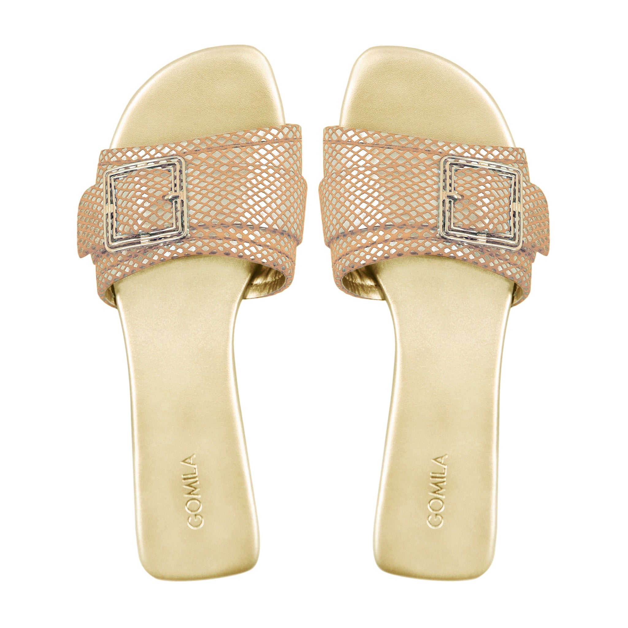 Gabriella - Women's Baby Pink and Golden Slipper