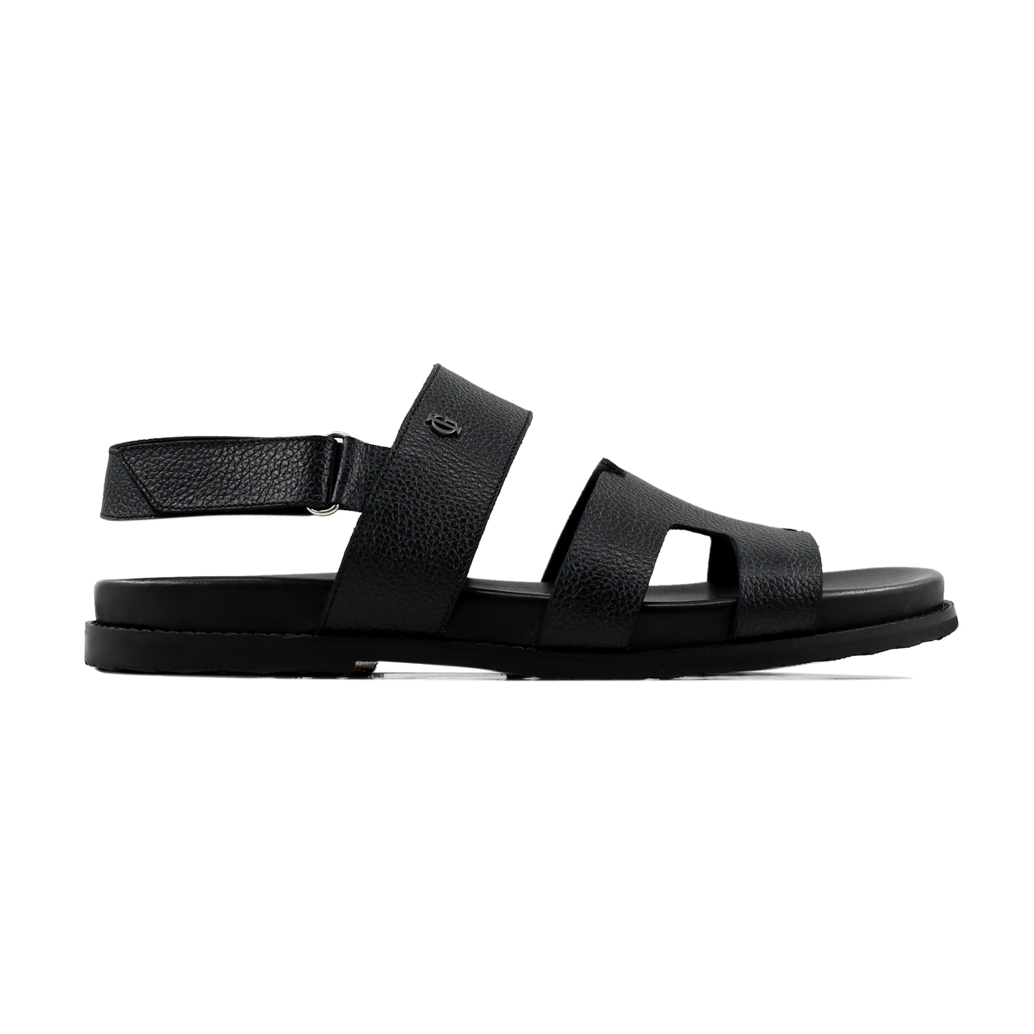 Reeve- Men's Black Pebble Grain Leather Sandal