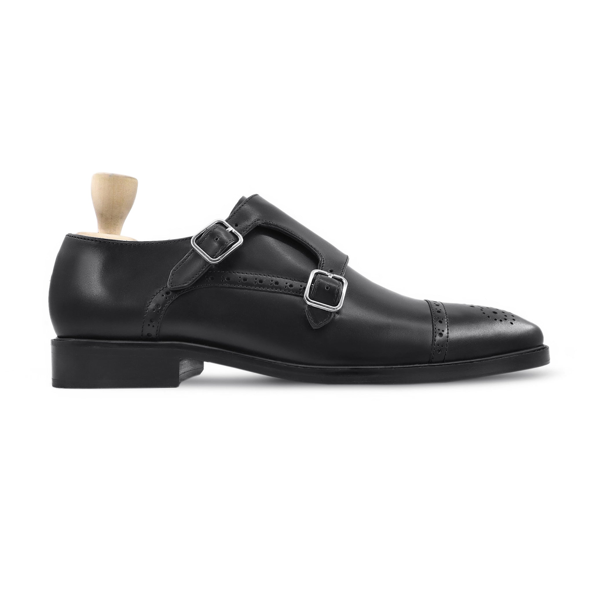 Jabez - Men's Black Calf Leather Double Monkstrap