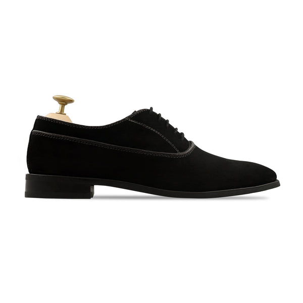 kayokan - Men's Black Kid Suede Oxford Shoe