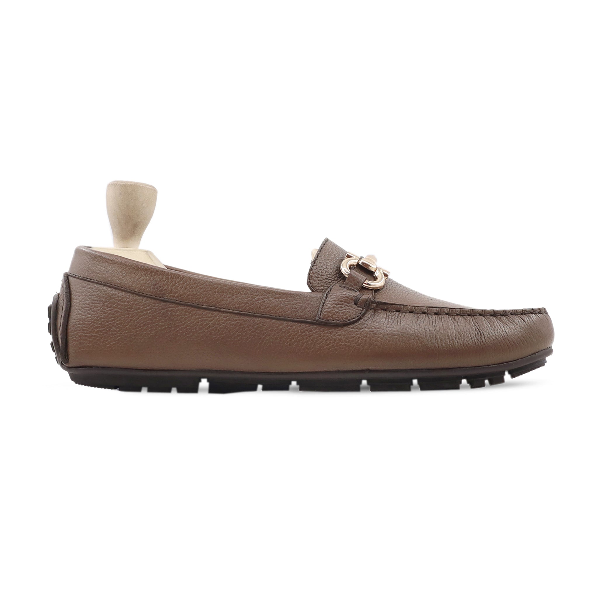 Luzon - Men's Brown Pebble Grain Leather Driver Shoe