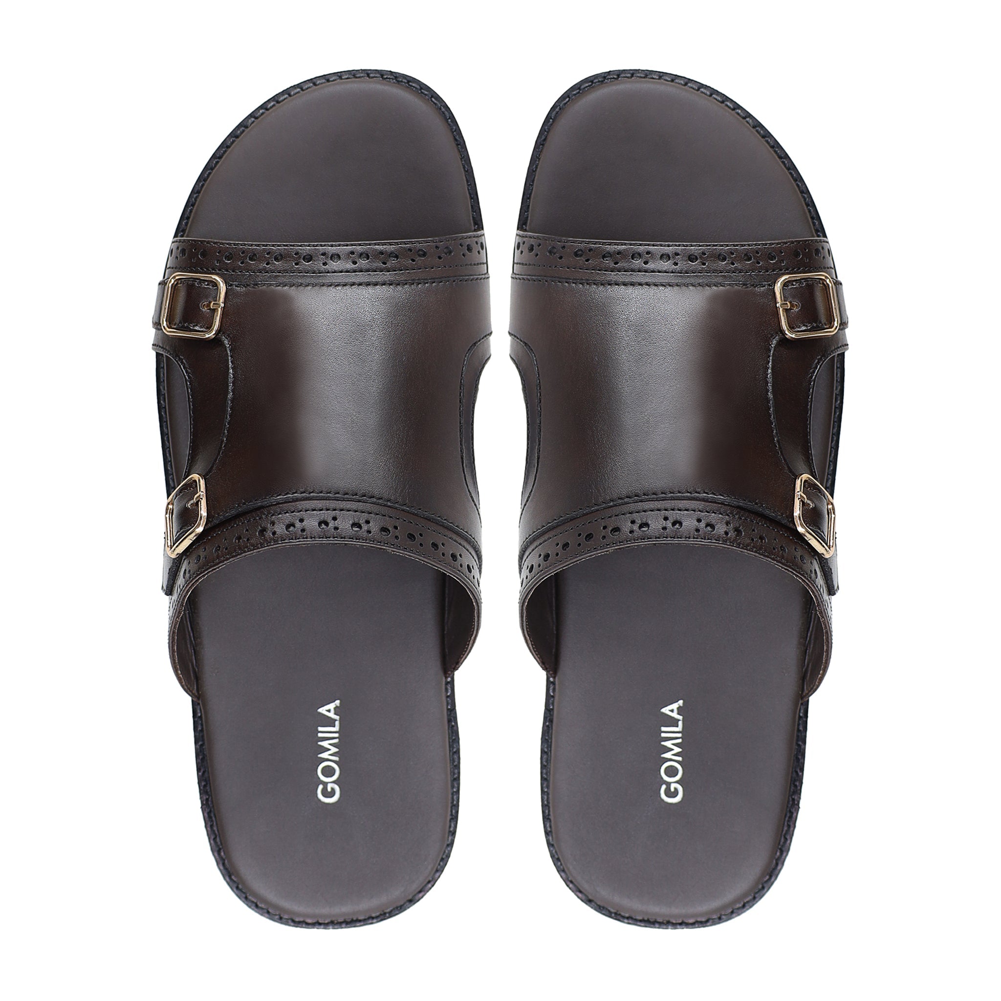 Ozzy - Men's Dark Brown Calf Leather Slipper