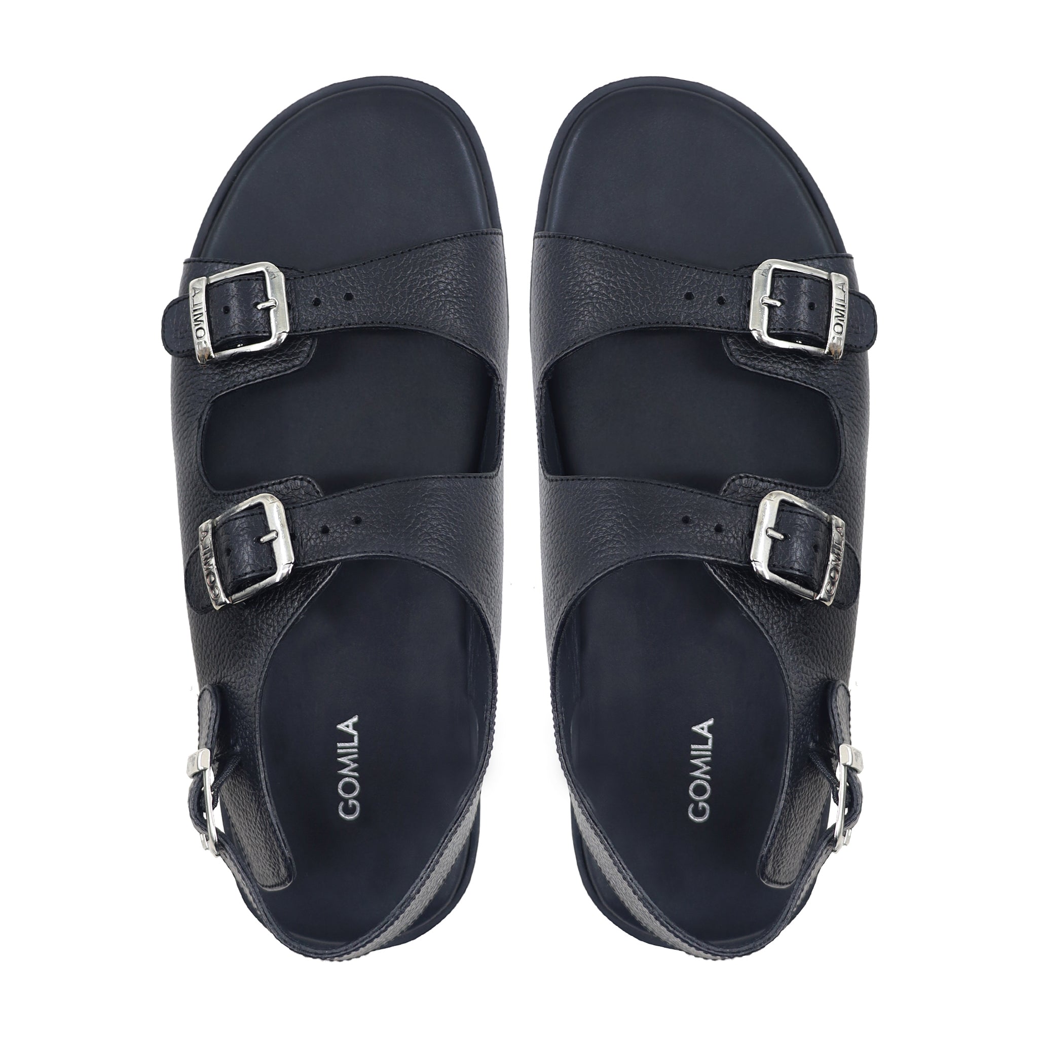 Keenan - Men's Black Pebble Grain Leather Sandals