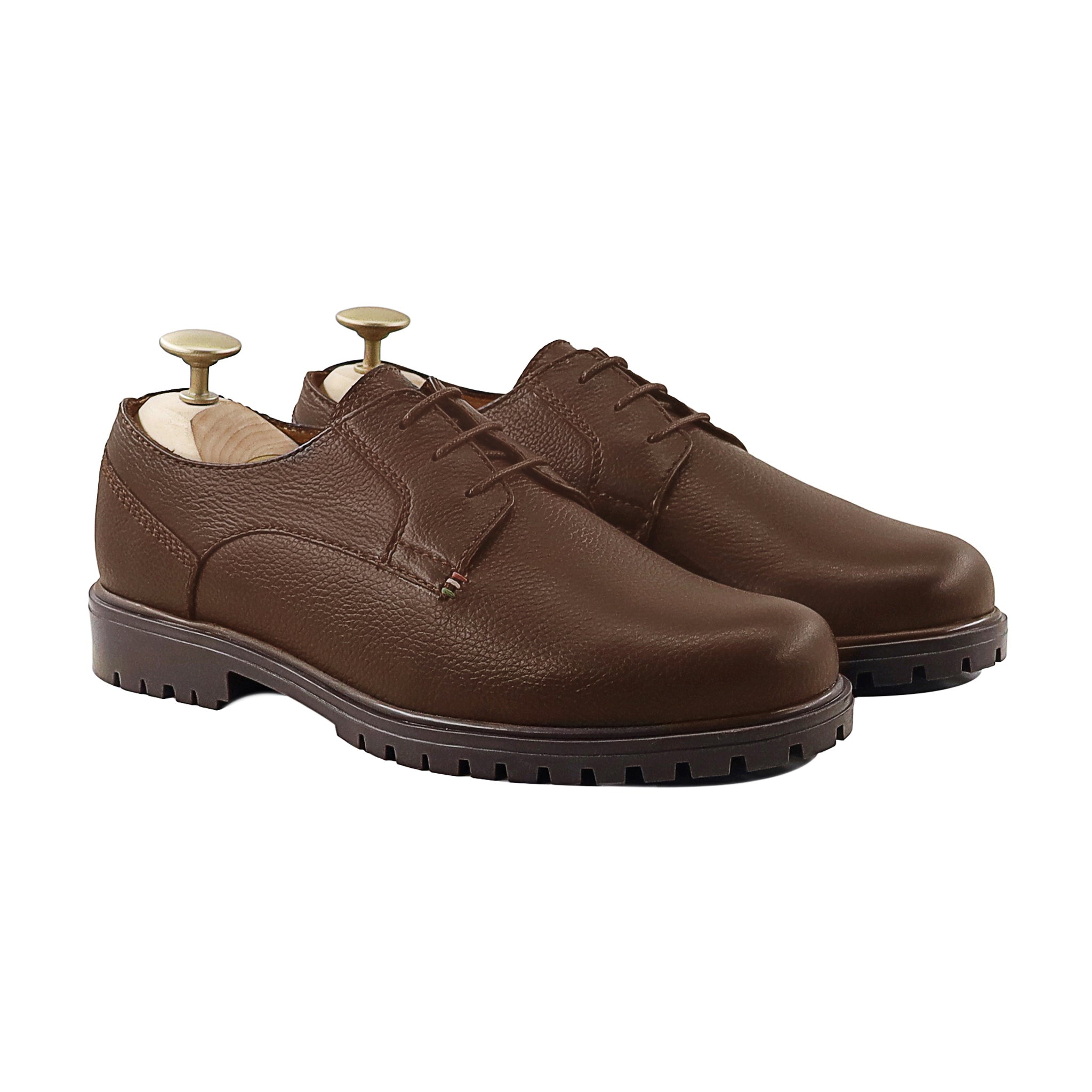 Demian - Men's Brown Pebble Grain Derby Shoe