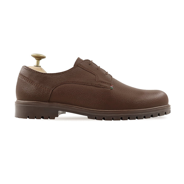 Demian - Men's Brown Pebble Grain Derby Shoe