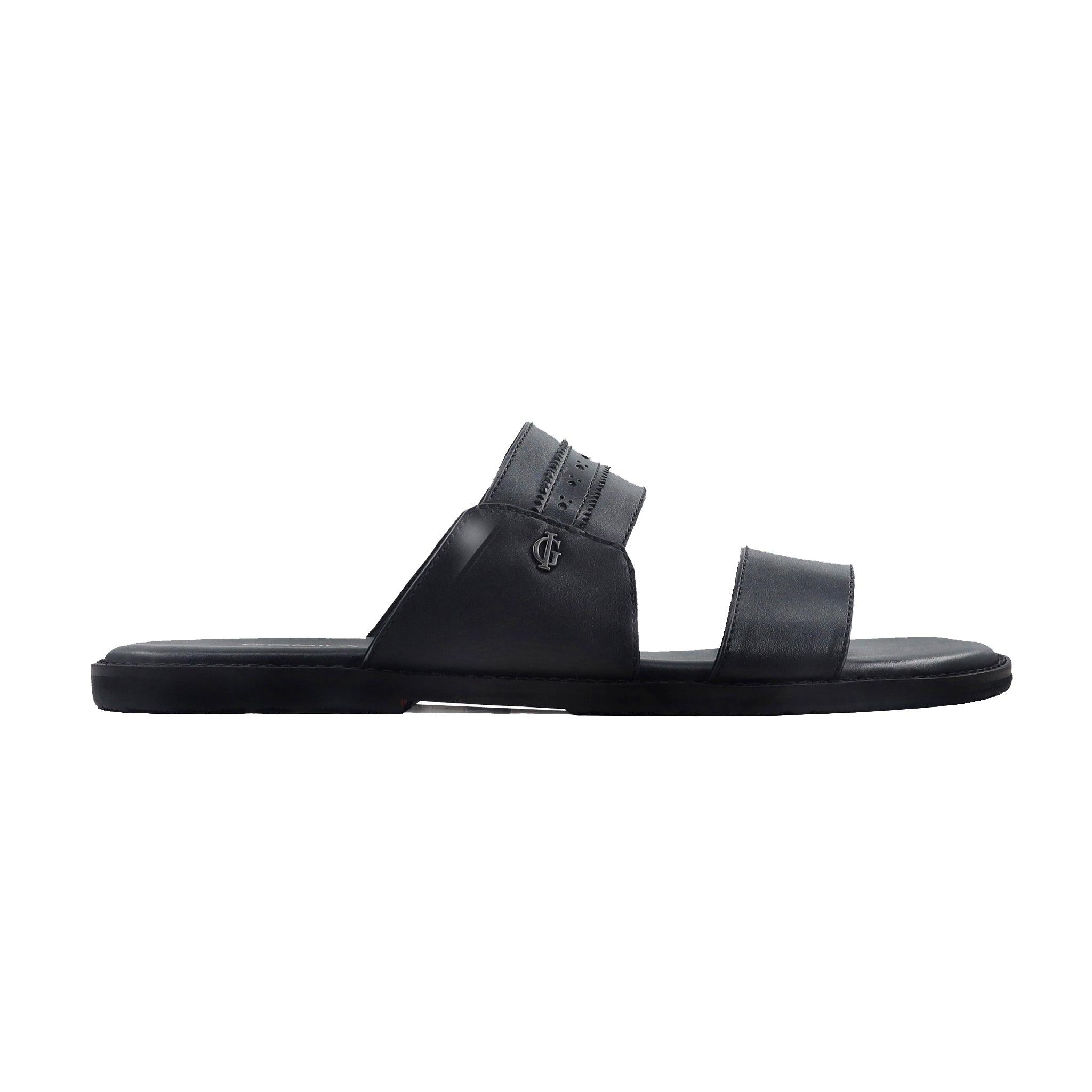 Ethan - Men's Black Calf Leather Slipper