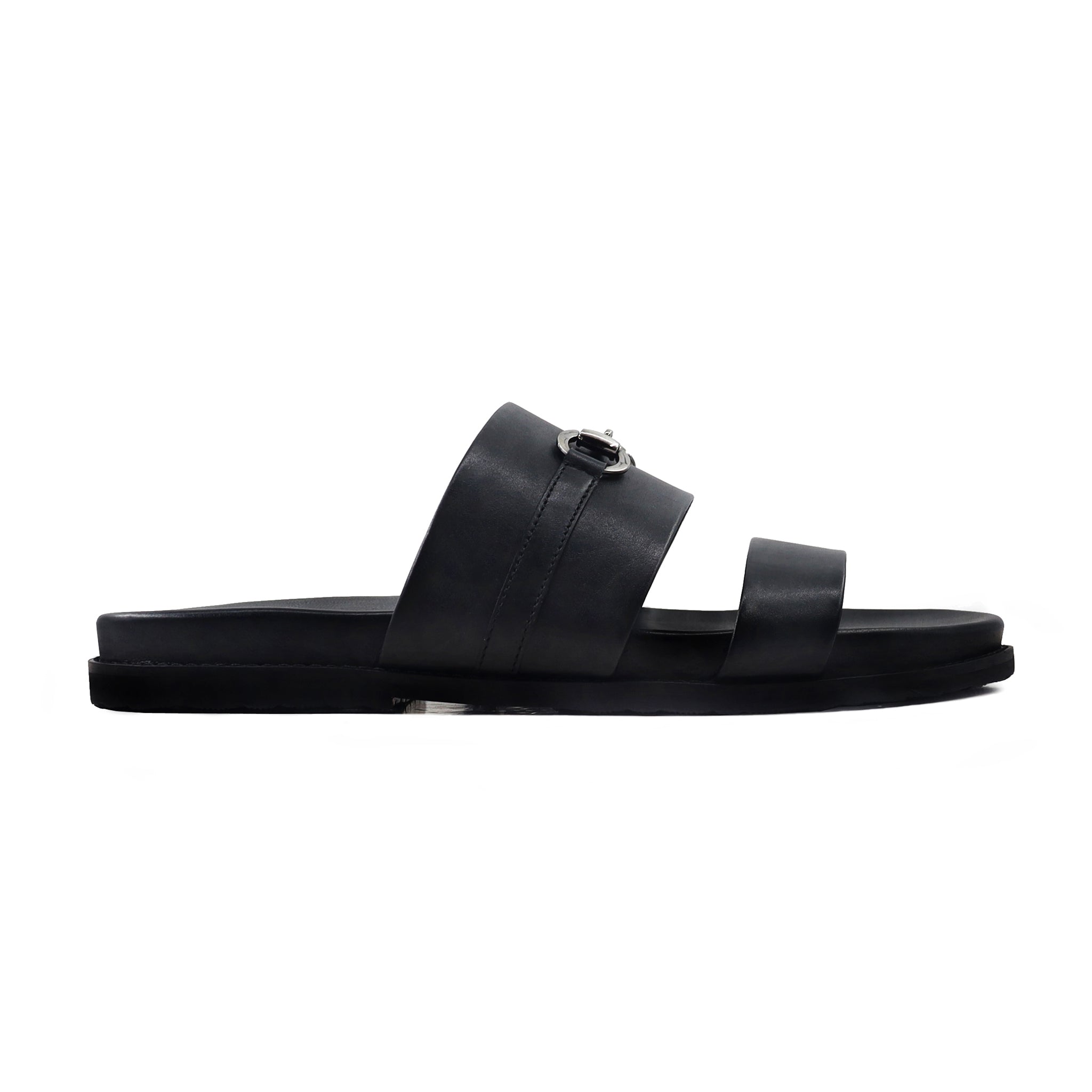 Mateo - Men's Black Calf Leather Slipper