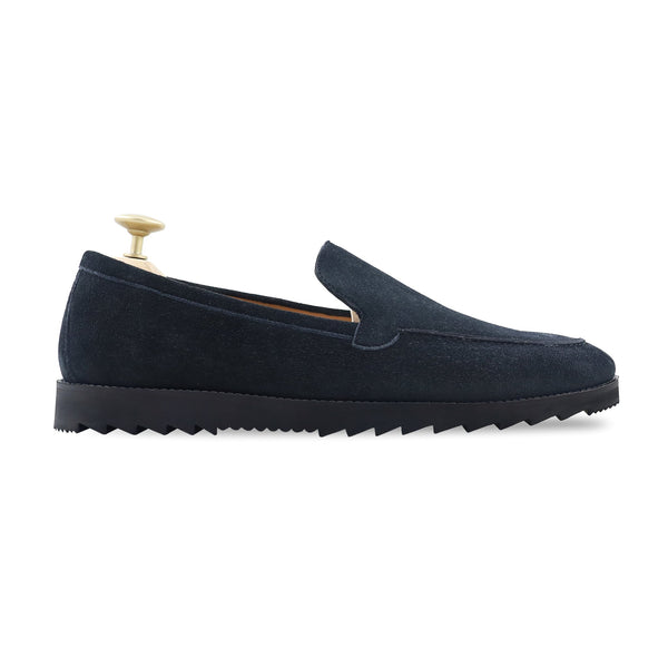 Elbert - Men's Navy Blue Kid Suede Loafer