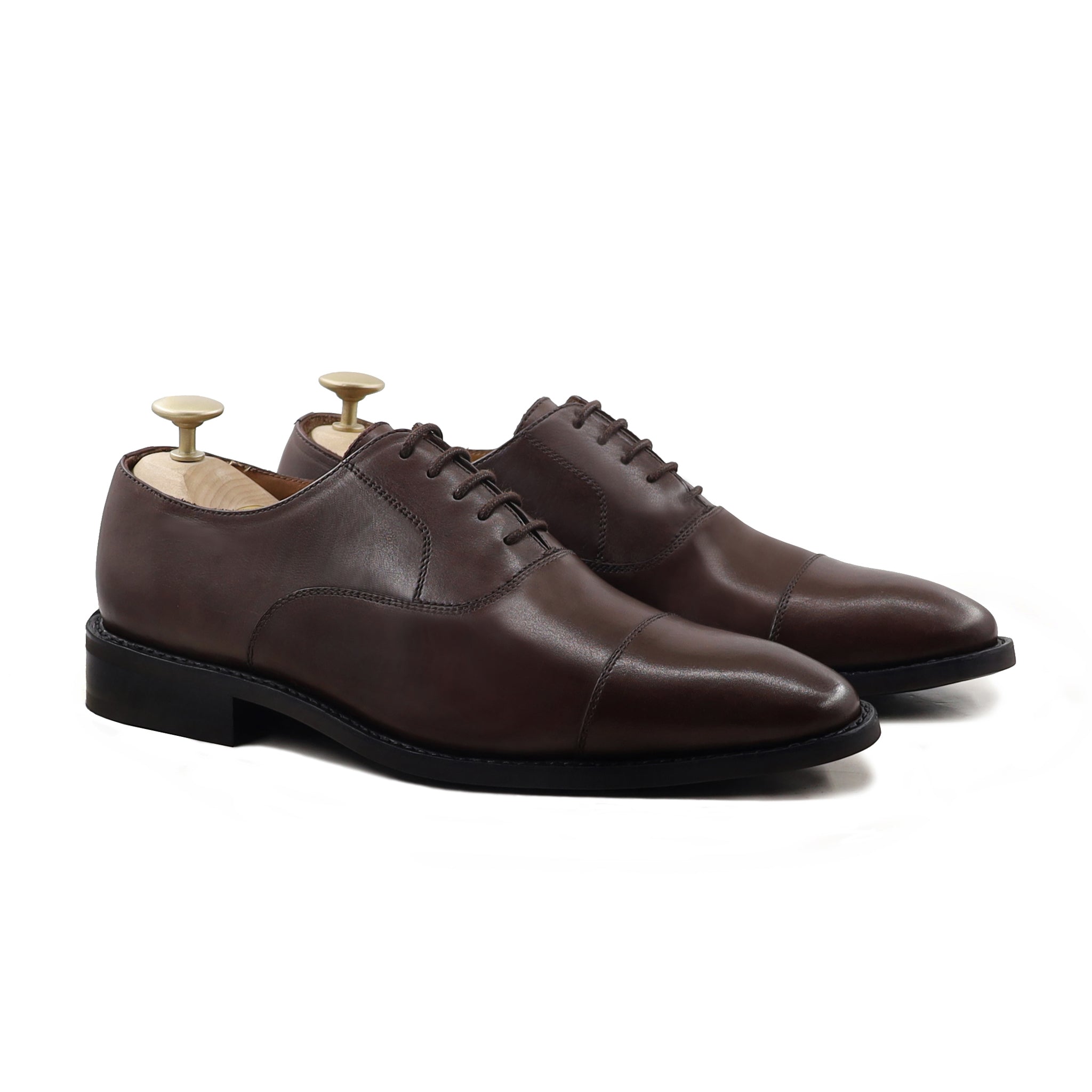 Ezio - Men's Dark Brown Calf Leather Oxford Shoe