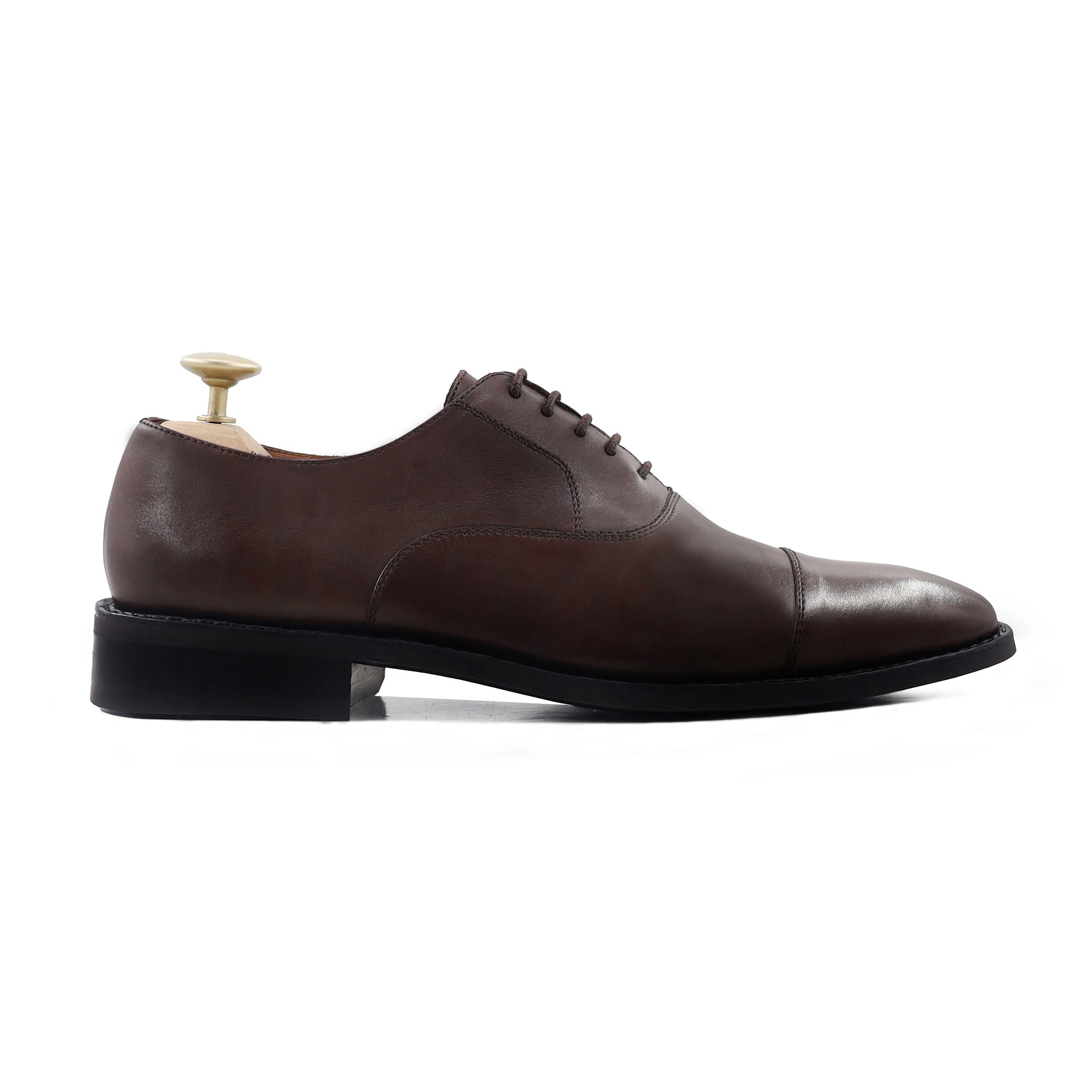 Ezio - Men's Dark Brown Calf Leather Oxford Shoe