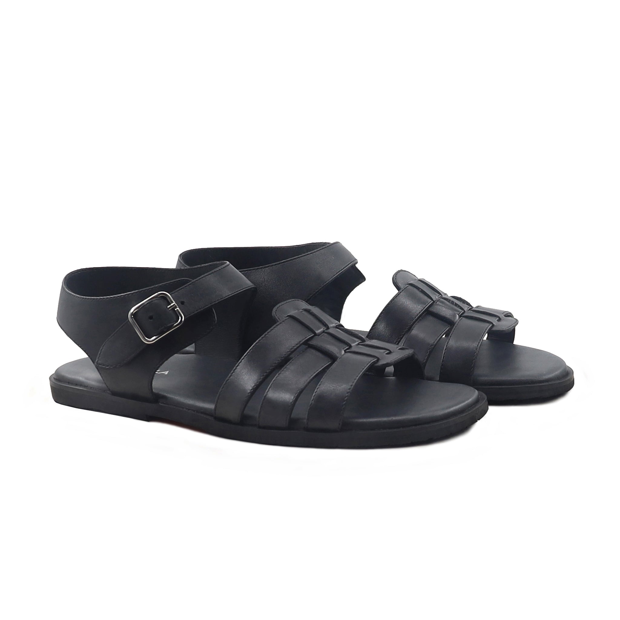 Robert - Men's Black Calf Leather Sandals