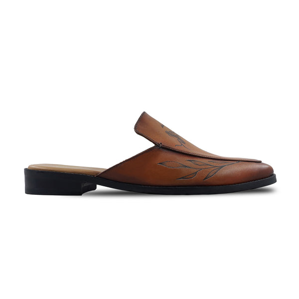 Werth - Men's Brown Calf Leather Slipper (Snake Edition)