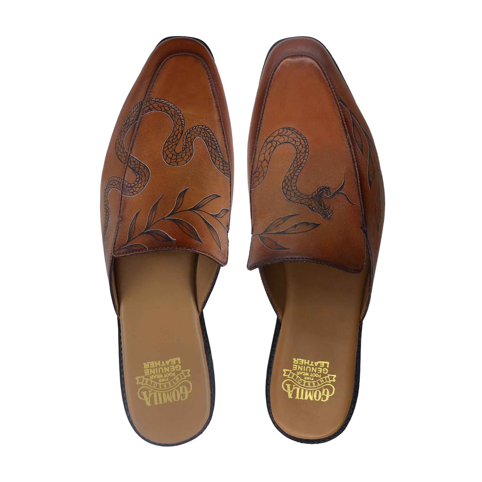 Werth - Men's Brown Calf Leather Slipper (Snake Edition)