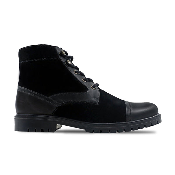 Dosia - Men's Black Kid Suede and Calf Leather Boot