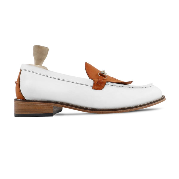 Zaidin - Men's White and Tan Calf Leather Loafer