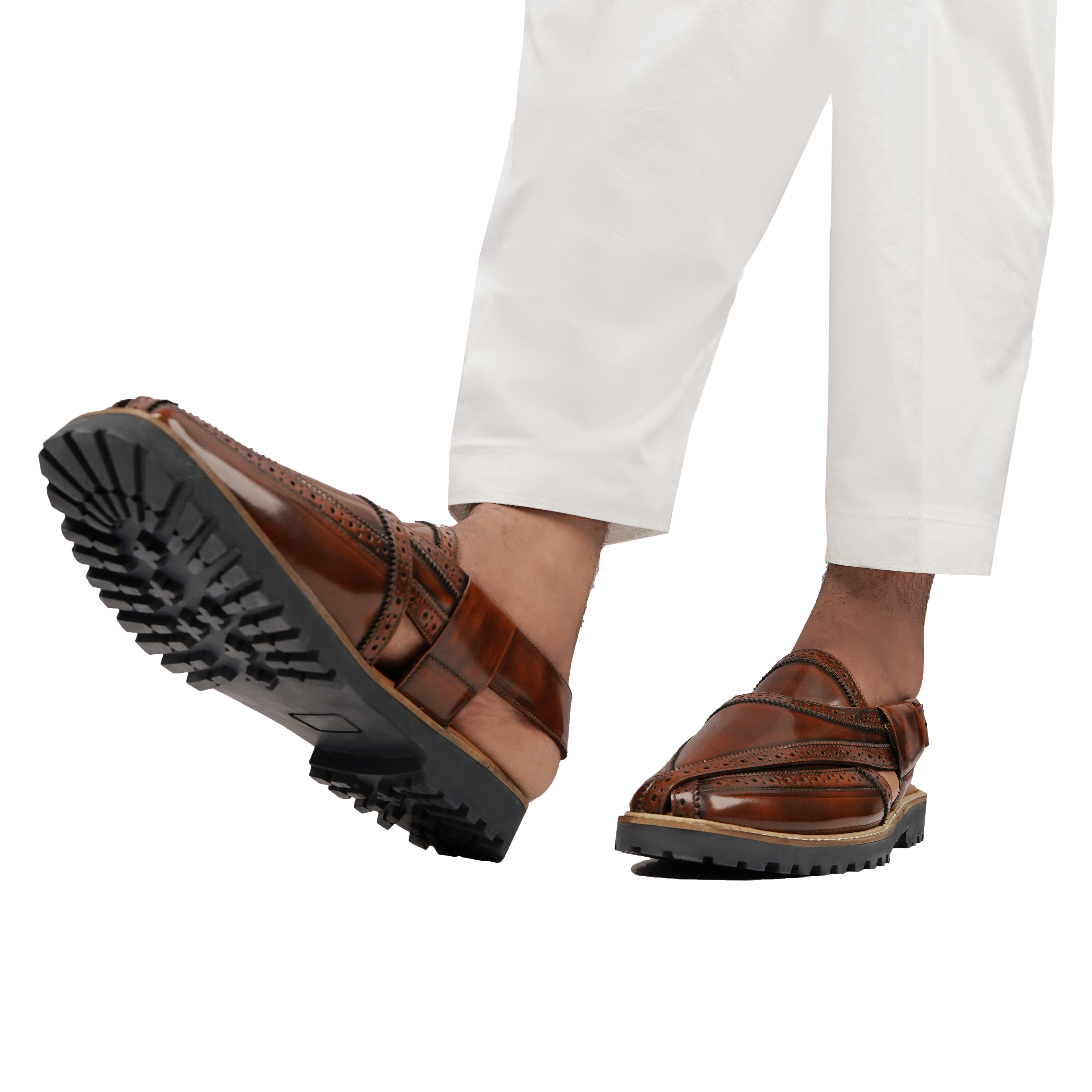 Brooklyn - Men's Tan Box Leather High Shine Sandal