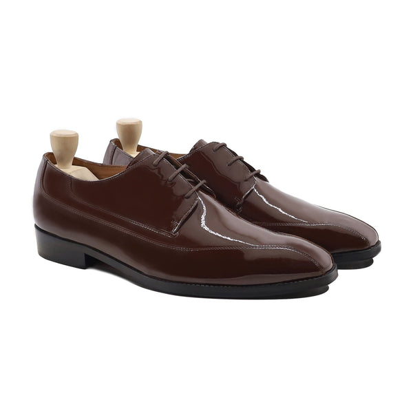 Liege - Men's Dark Brown Patent Leather Derby Shoe