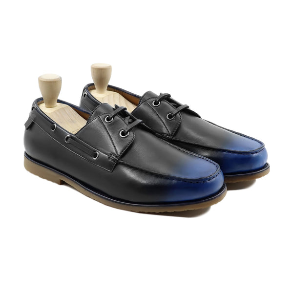 Elblag - Men's Black And Blue Calf Leather Derby Shoe