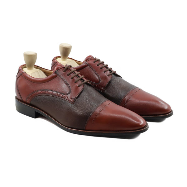 Gomel - Men's Oxblood Calf and Dark Brown Pebble Grain Leather Derby Shoe