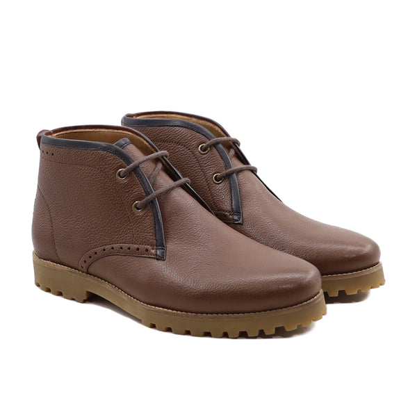 Loke - Men's Brown Pebble Grain Leather Chukka Boot