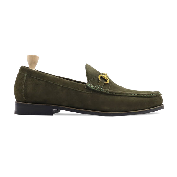 Gulbene - Men's Olive Green Kid Suede Loafer