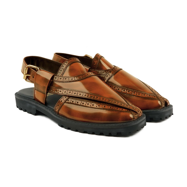 Brooklyn - Men's Tan Box Leather High Shine Sandal
